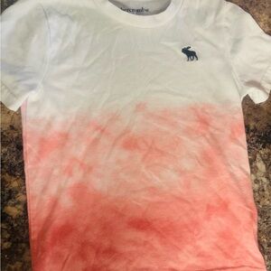 Abercrombie & Fitch White and Pink Ombre Short Sleeve Tee